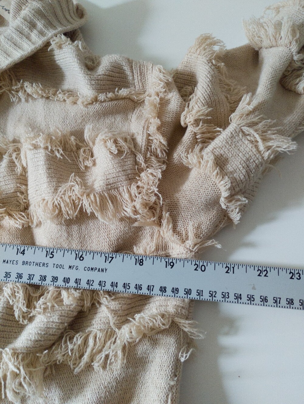 Lost In Lunar Beige Fringe Knit Open Front Long Duster Cardigan Sweater S/M - Picture 5 of 8